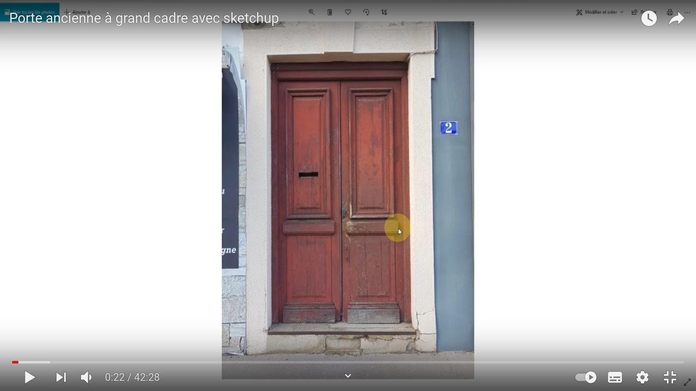 Modélisation SketchUp - porte ancienne à grand cadre